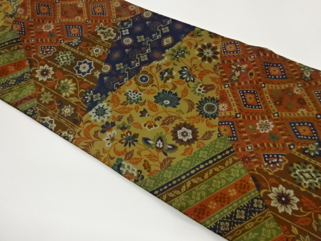 JAPANESE NAGOYA OBI / WOVEN FLOWER ARABESQUE